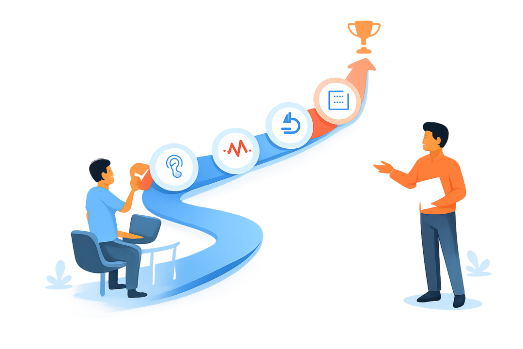 Roadmap illustration showing steady progress toward ENT exam readiness.