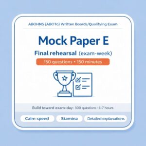 ABOHNS (ABOTo) Written Boards/Qualifying Exam Mock Paper E cover — 150 questions in 150 minutes, final exam-week rehearsal for stamina and calm speed